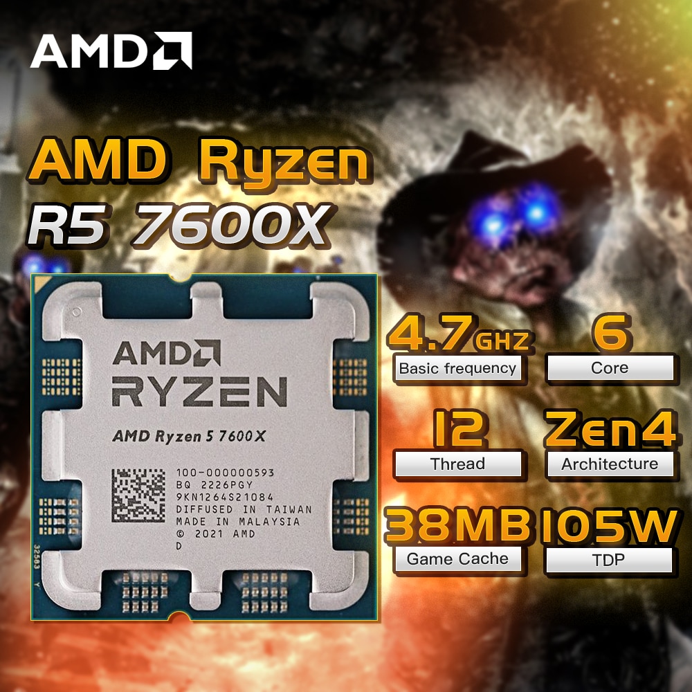 AMD Ryzen 5 7600X CPU 6 ھ 12  ũž ǻ, Ryzen 5 7600X μ, 100-000000593 5.3Ghz L3 = 32MB  귣, ǰ
